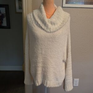 Express Women's White Fuzzy Cowl Neck Sweater Size Medium